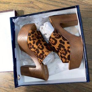 Chunky cheetah print heeled sandals